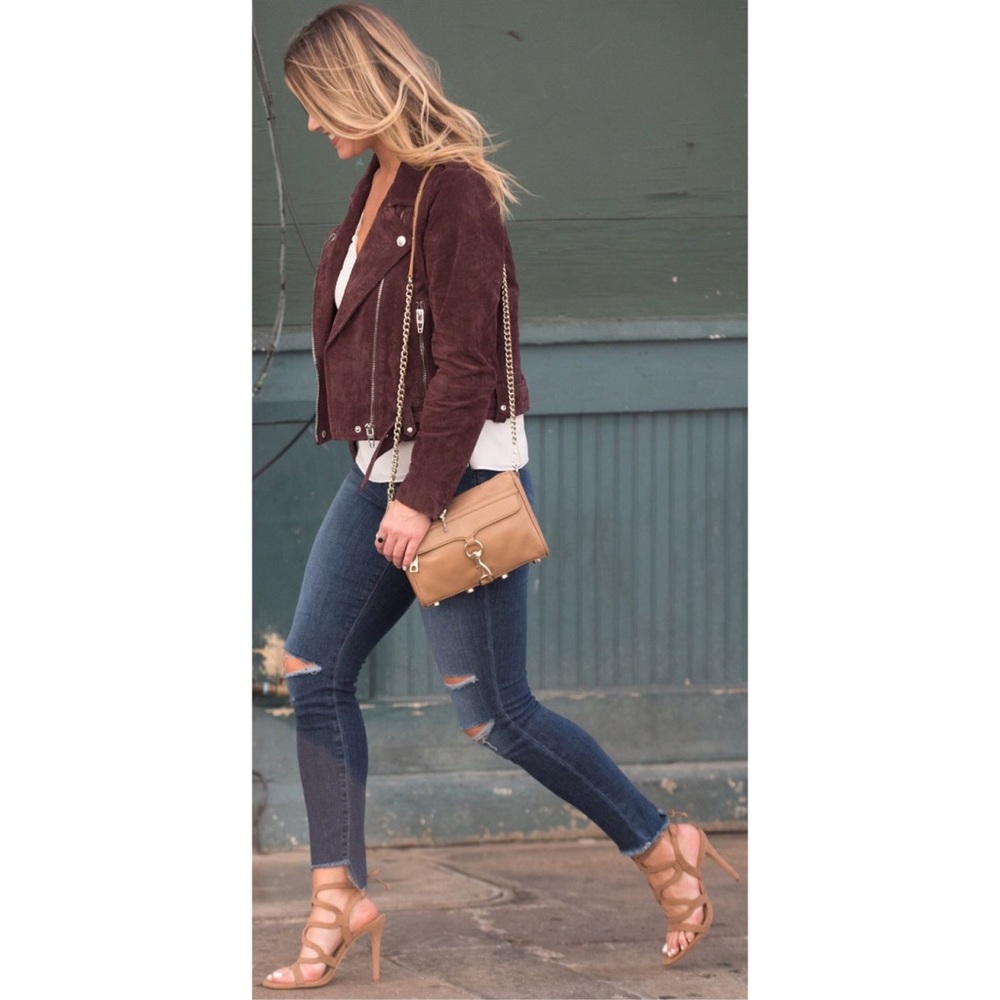 NWOT BCBGeneration Chocolate Suede Moto Jacket